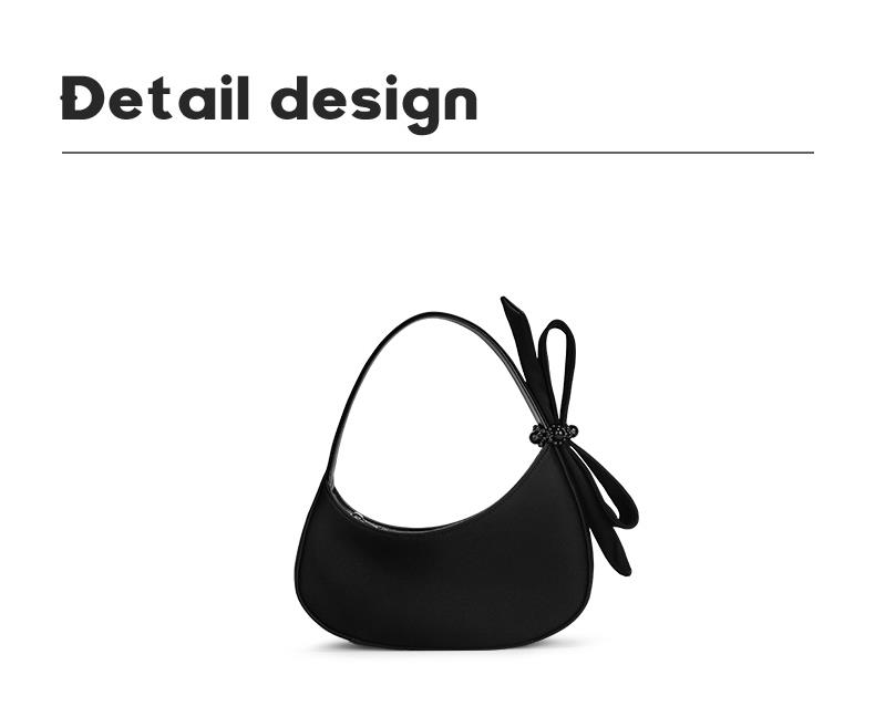 Moon Black Gold Handheld Single Texture Bow Vielseitiges und einzigartiges Design Neue Umhängetasche für den Sommer_voghion.com