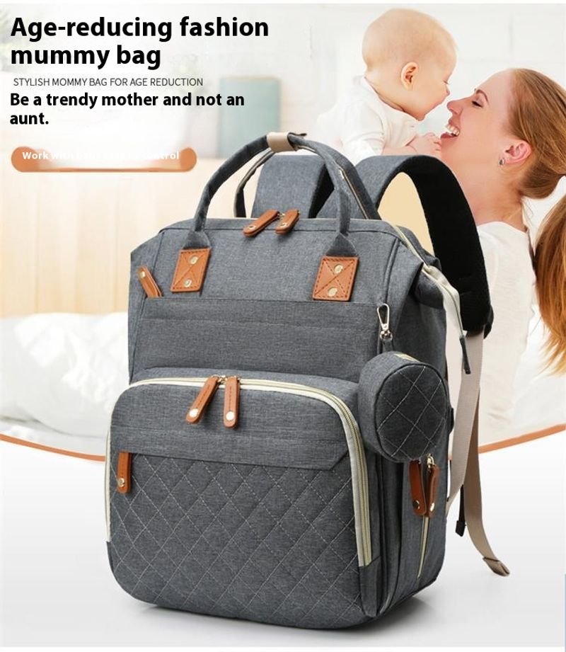Neue tragbare Wickeltasche für Mutter und Baby mit großem Fassungsvermögen, kann als Umhängetasche bedruckt werden_voghion.com