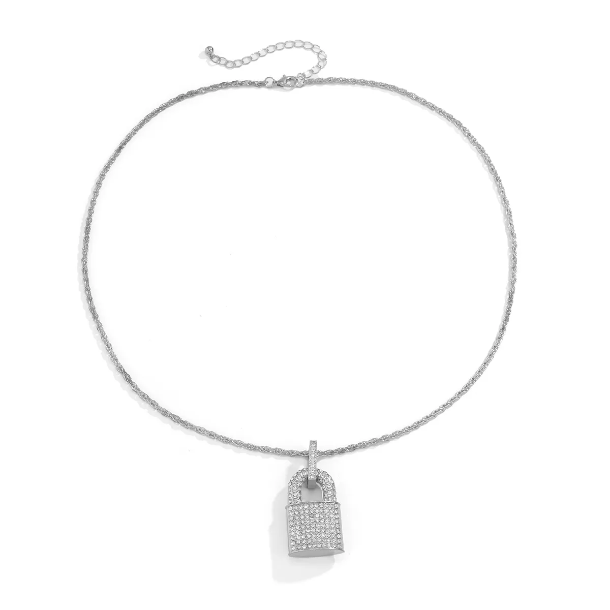 Collane con ciondolo a strati con catena spessa con lucchetto in strass Collana da uomo alla moda in acciaio inossidabile spesso Choker 2023_voghion.com