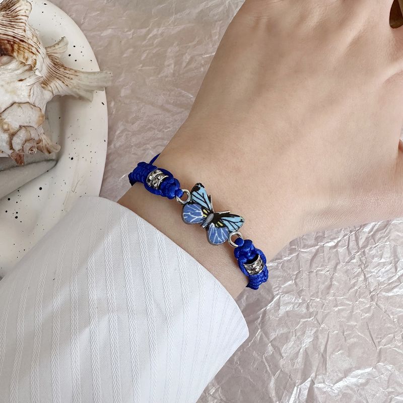 Antieke handgeweven vlinderarmband voor dames in retrostijl, eenvoudig en veelzijdig, verstelbare handgeknoopte sieraden_voghion.com