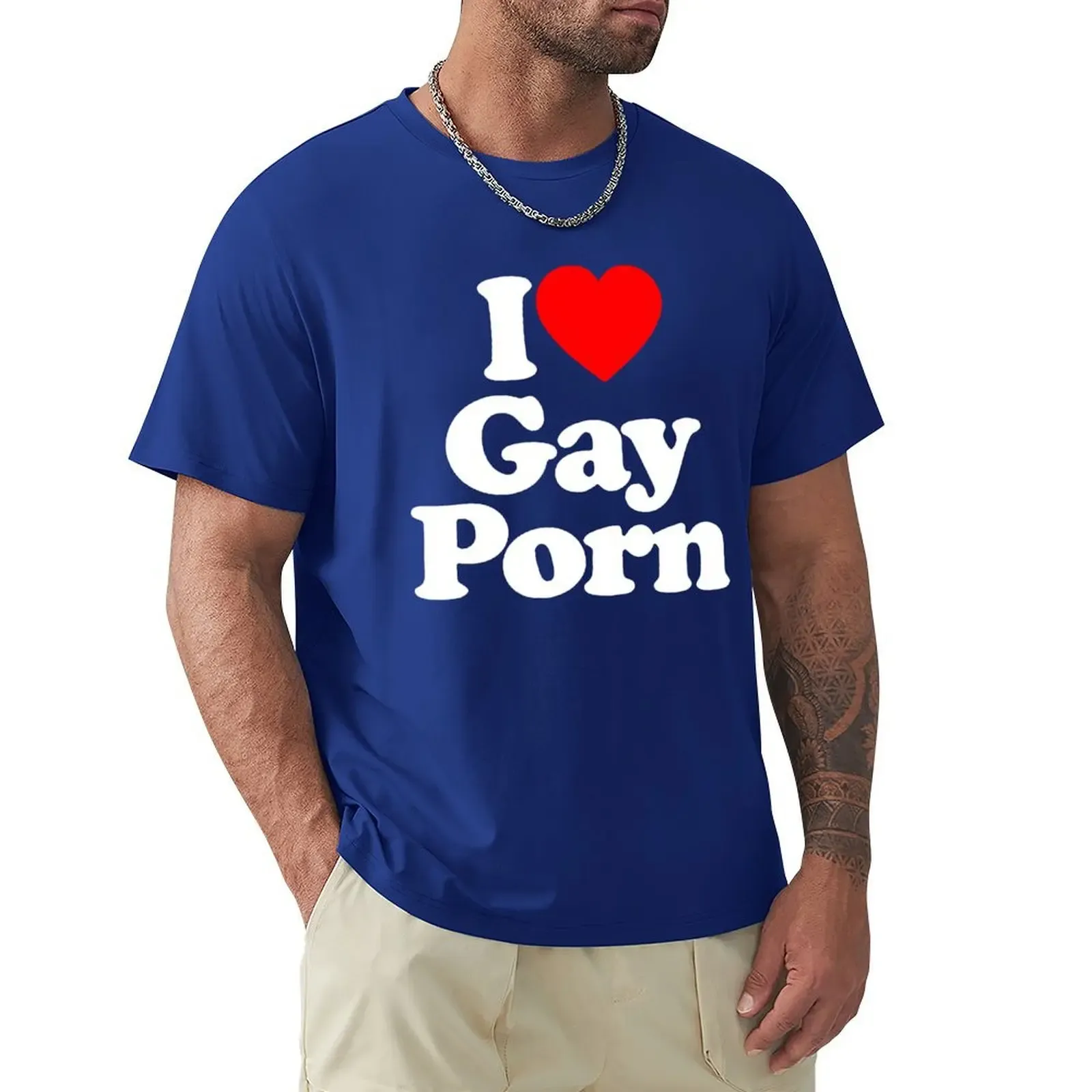 Männer T-Shirts Lustig Ich liebe Gay Porn Herren Casual Sommer LGBT Shirt Unisex Kurzarm Streetwear Rundhals T-Shirt_voghion.com