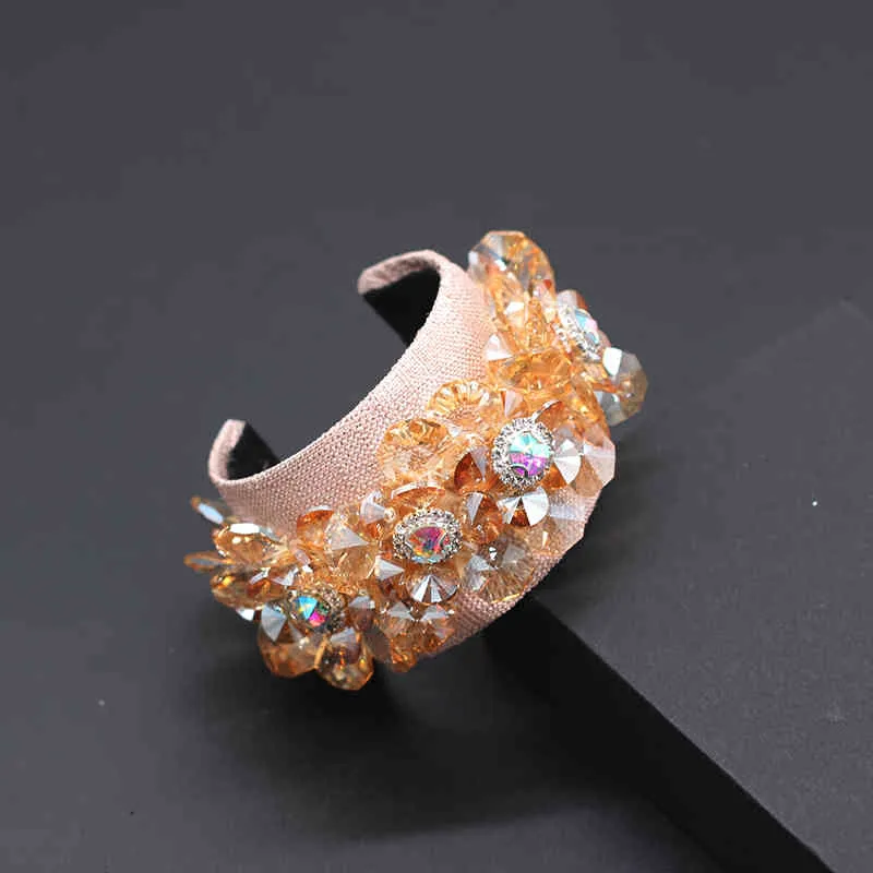 Crystal Rhinestone Cuff Bracelet Geometric Woven Ladies Jewelry_voghion.com