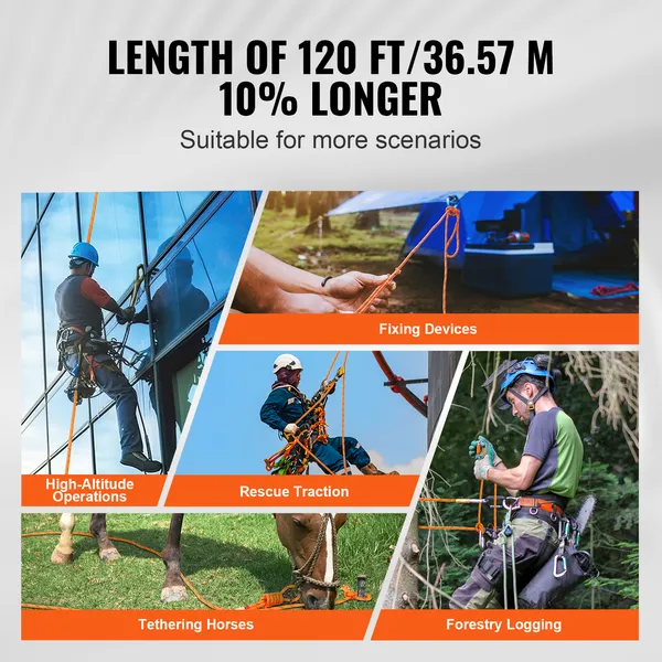 Corda da arboricoltura a doppia treccia in poliestere, 0,95 cm (3/8") x 36,6 m (120"), 48 fili_voghion.com