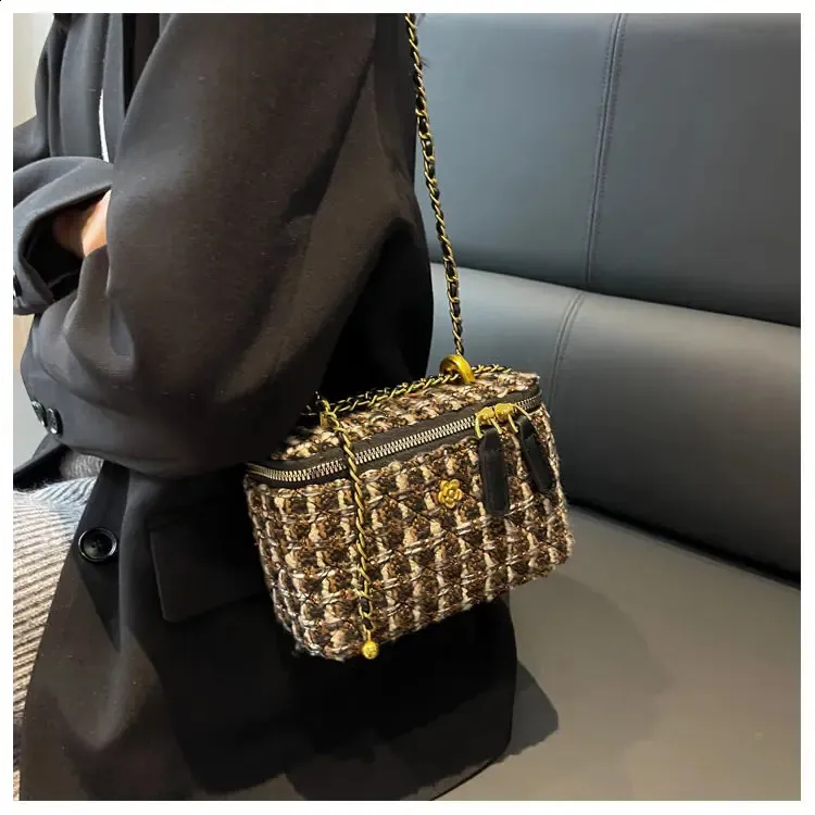 ELLOVADO Mini Dia Pattern Chain Shoulder Square Bag per donna Borse a tracolla alla moda Sac A Main Femme Viola 240725_voghion.com