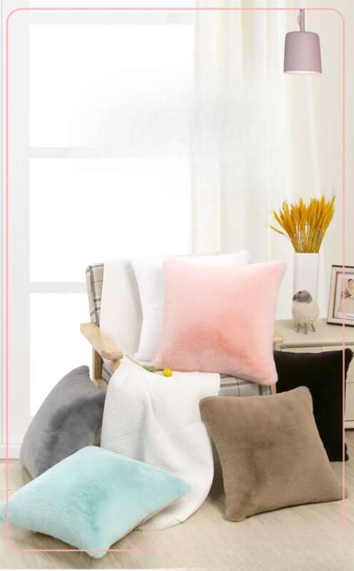 Minimalist Home Sofa Core, Solid Colour Otter Plush Car Cushion Cover, Lumbar Protector_voghion.com