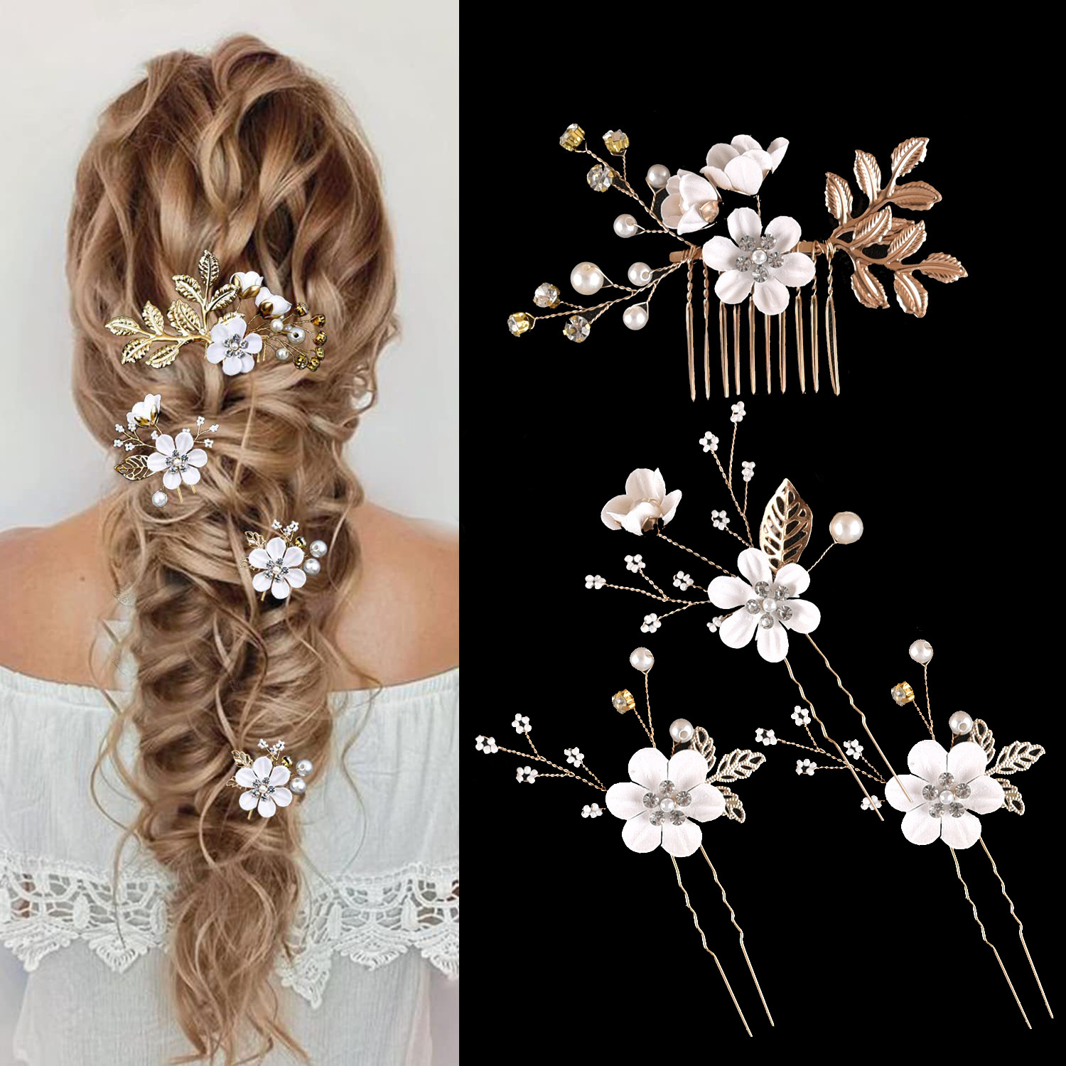 Ensemble exclusif de 4 pièces de vêtements pour femmes, fleurs colorées, ensemble de combinaison de mariage, coiffe, accessoires pour cheveux, lot_voghion.com