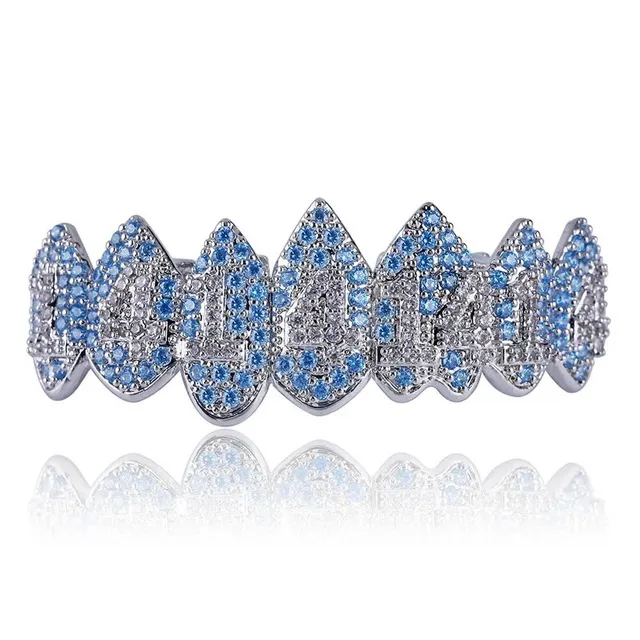 Sier Color Iced Out 1414 Gold Grillz Crystal Accessoires Top Bottom Grills Tanden Lichaamssieraden Hip Hop Bling Cubic Zircon7281835_voghion.com