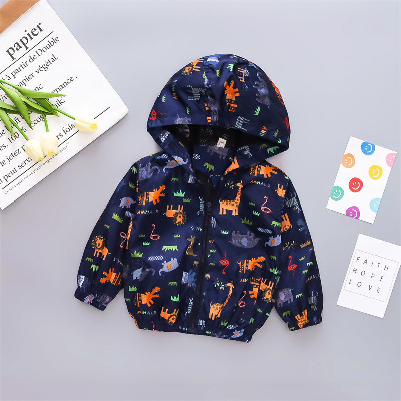 2023 Spring and Autumn New Baby Long Sleeve Coat Cartoon Print Boys' Jacket Zipper Hooded Children's Clothing (0-4 Years Old)_voghion.com
