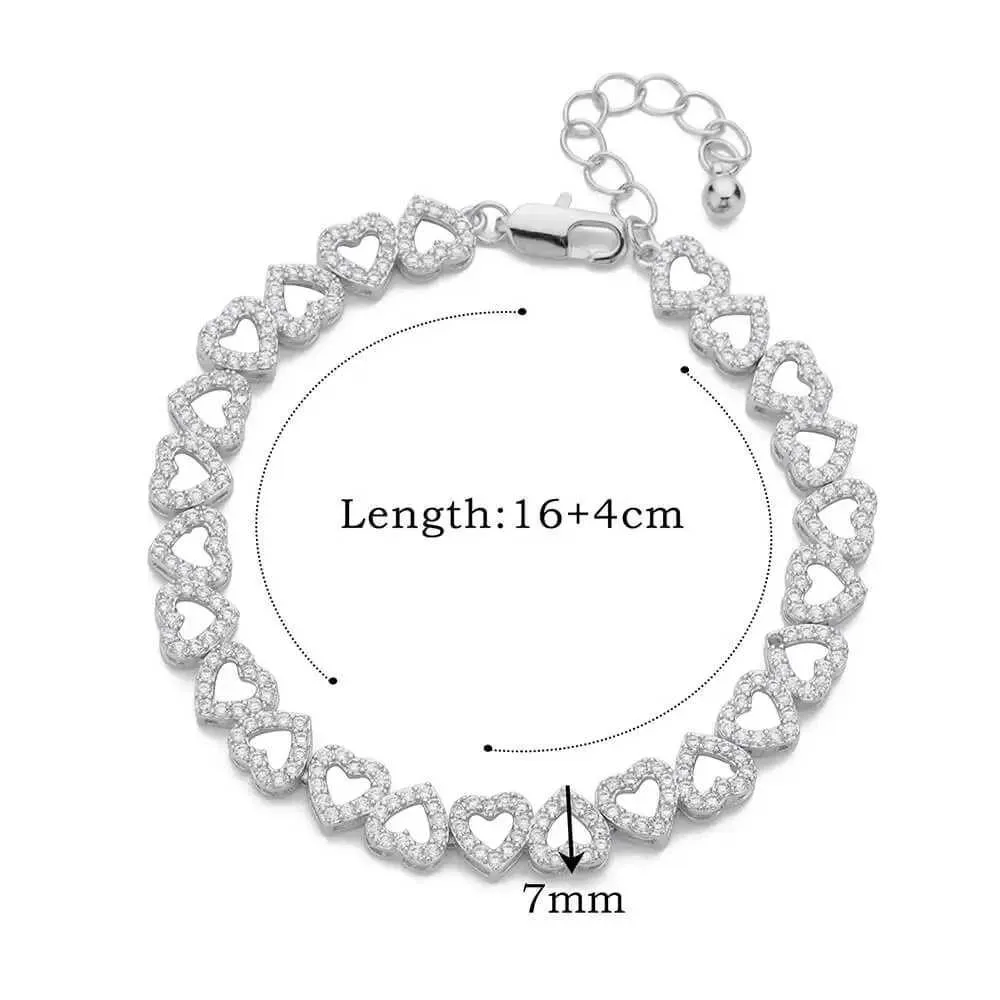 Bangle Zircon Bracelets Women Stainless Steel Gold Color Heart Charm Bracelet Wedding Jewelry Gift For Friends_voghion.com