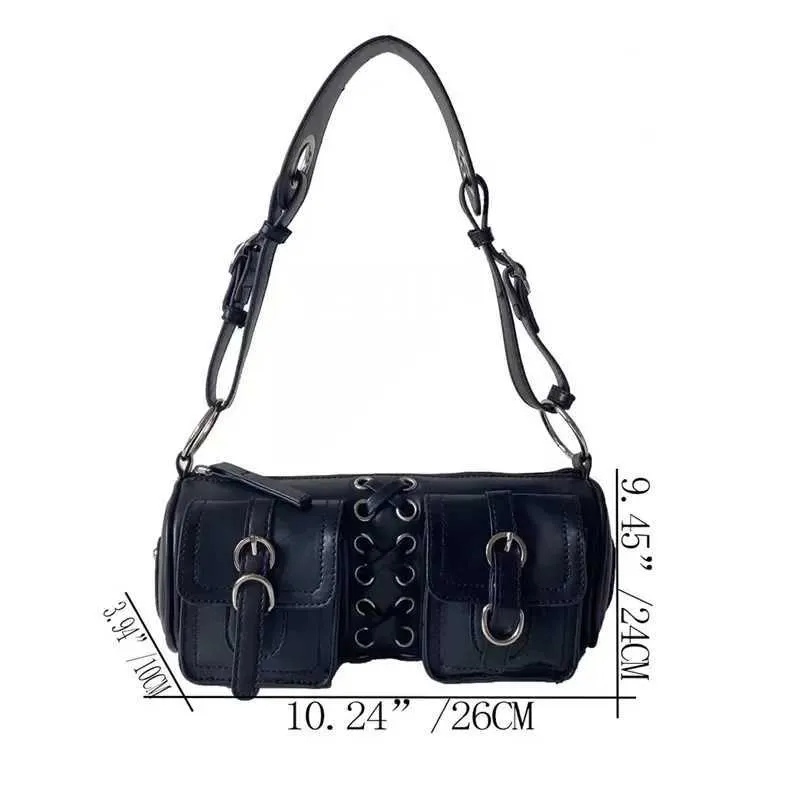 Borsa a tracolla stile punk donna borsa a spalla con catena y2k moda_voghion.com