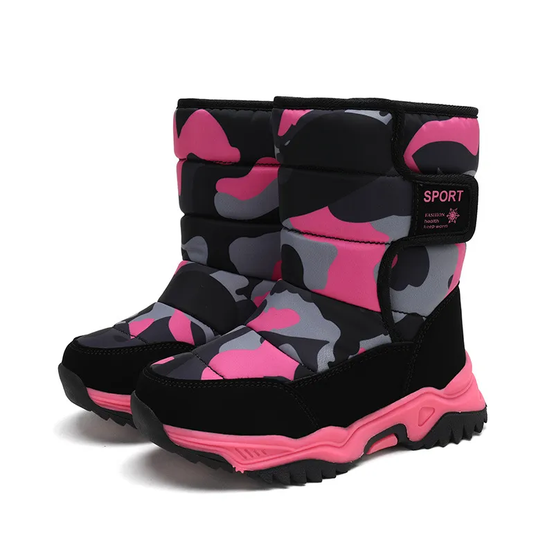Childrens Snow 2024 Winter New Boys Non-slip Waterproof Boots Girls Cashmere Thick Cotton Warm Shoes Sizes US9C-US6Y_voghion.com