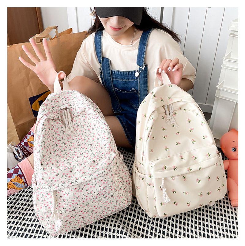 Schultasche weibliche kleine frische literarische Allgleiches Freizeit Blumenmädchen Student Rucksack_voghion.com