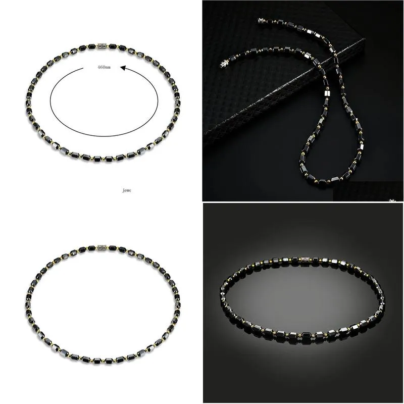 Ketten Frauen Schwarze Magnetische Halskette Perlen Hämatit Steintherapie Abnehmen Gesundheitspflege Für Männer ML Drop Lieferung Schmuck_voghion.com