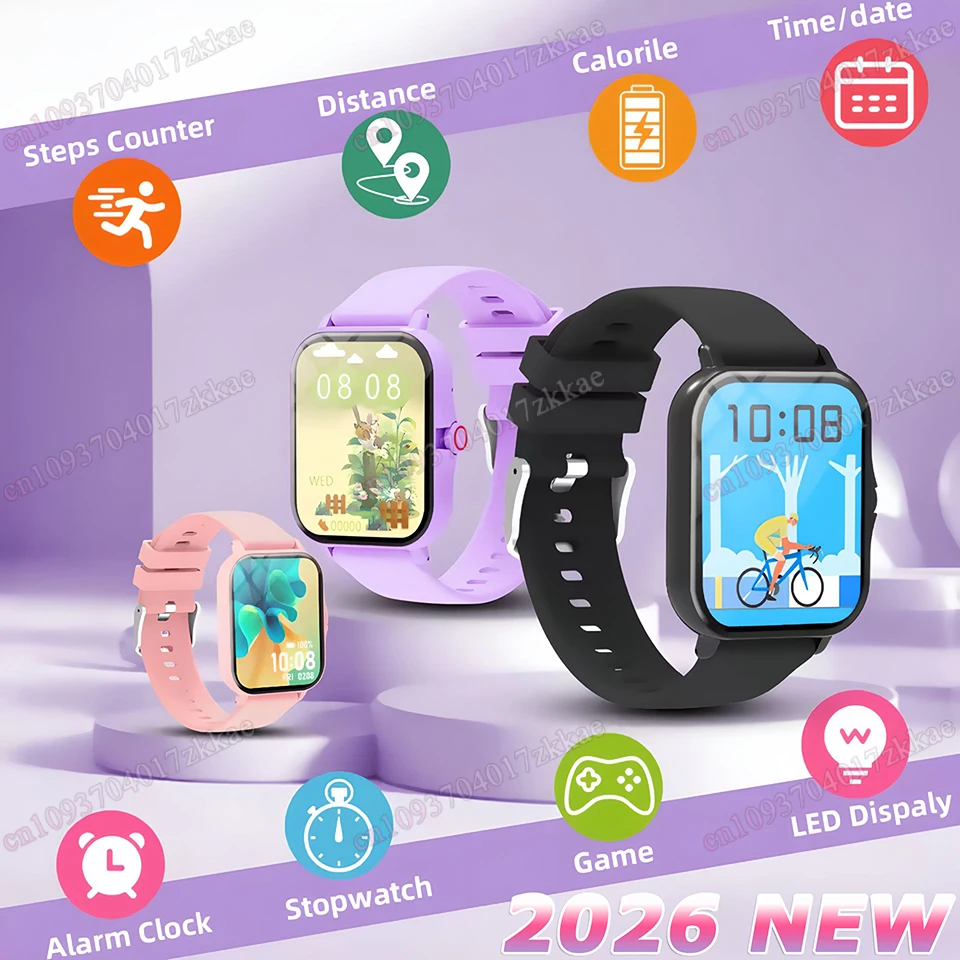 Montre connectée 2026 avec écran HD 1,83", Bluetooth, podomètre, étanche, modes sport et suivi du sommeil. Convient aux hommes, femmes et enfants._voghion.com