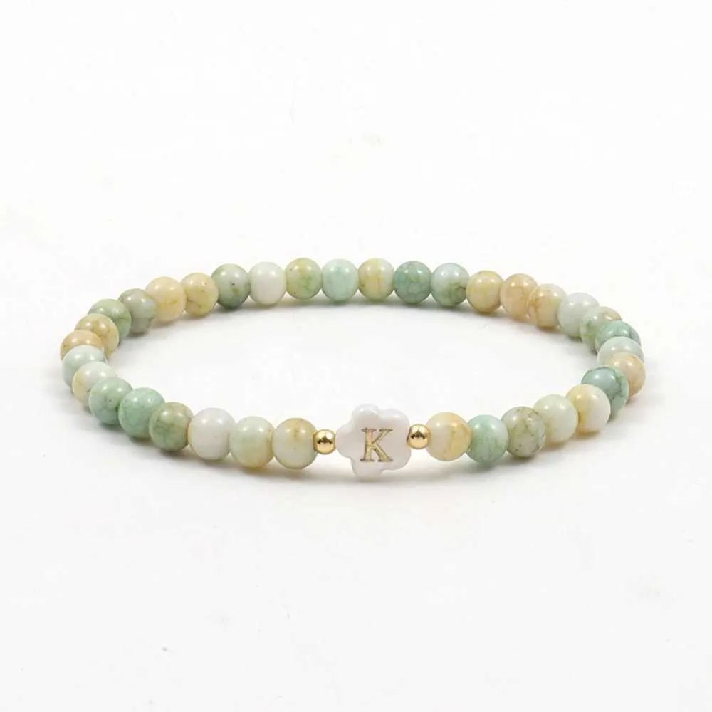 Chaîne 2023 Nouvelle Fleur Et Lettre Hexagonale Initiale Bracelet À Breloques En Perles Colorées Pour Femmes Bijoux CadeauL24_voghion.com