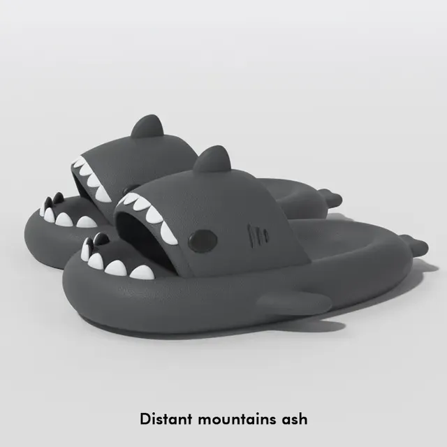 Pantoufles requin pour hommes, diapositives de salle de bain intérieures, sandales d'été pour femmes, sandales de dessin animé, chaussures plates à la mode pour couples, chaussures de plage souples en EVA pour enfants_voghion.com