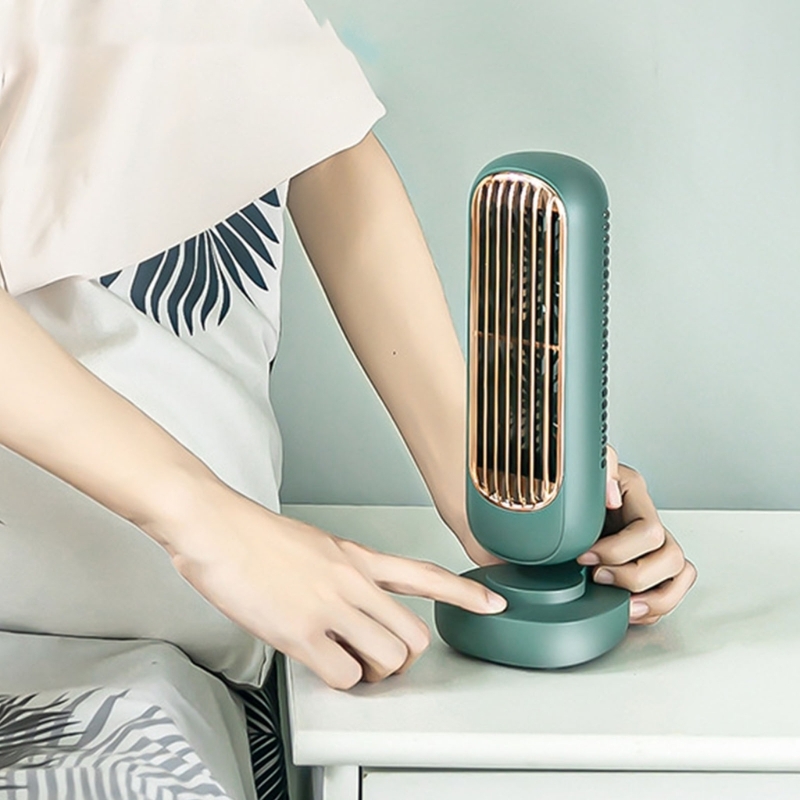 Desktop-Doppelblatt-Kühlventilator, leiser Turm-Tischventilator, wiederaufladbarer USB-Luftkühler_voghion.com