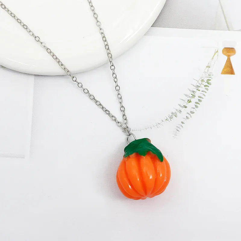 Collane con ciondolo Fungo Peperone Cavolo cinese Ravanello Zucca Pesca Collana Verdure Frutta Gioielli in smalto per bambini_voghion.com