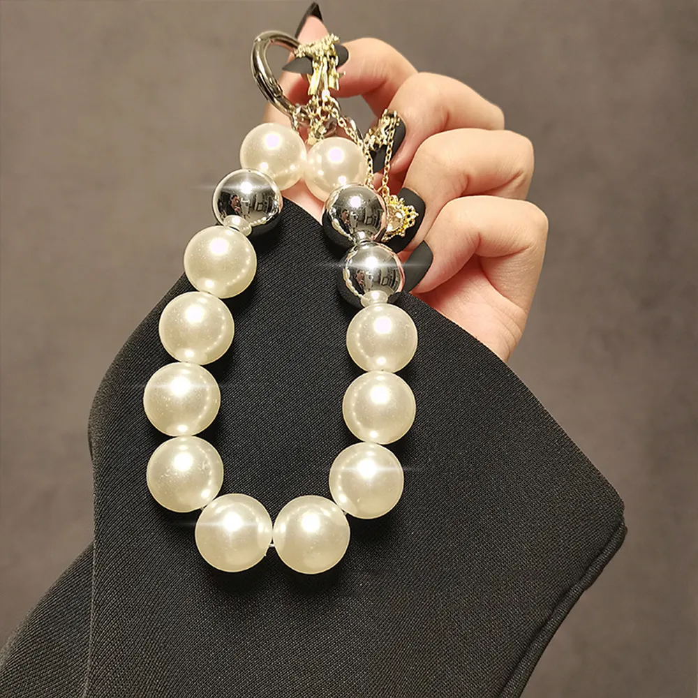 INS Fashion Beaded Lanyard Anti-Lost Bracelet For Mobile Case Wrist Strap Car Keychain Cute Phone Charm_voghion.com