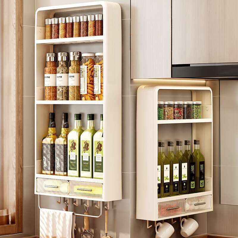 Kitchen Non Perforated Wall Mounted Multi-layer Cabinet, Jar, Kitchen Nail Free Storage Rack, Seasoning Rack_voghion.com