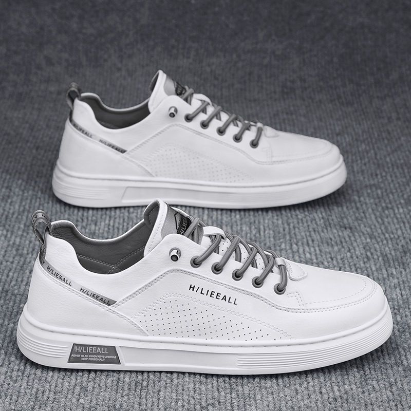 Men's 2024 new breathable Korean version white trendy fashionable versatile men's sports and leisure board shoes_voghion.com