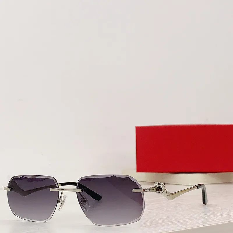 sunglasses men designer CT01200 Leopard Head Composite Metal Rimless Optical Frame Classic Rectangle Square gold_voghion.com