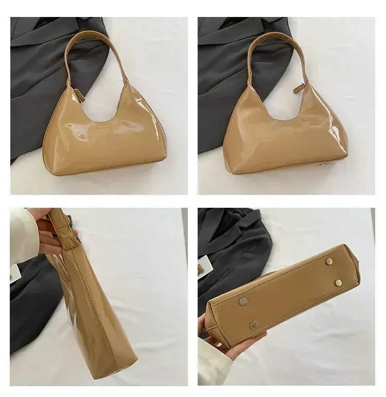 Trendy Designer Solid Schëllertaschen fir Fraen Handtaschen a Portemonnaien 2024 Nei Moud Lackleder Ënneraarm Damen_voghion.com