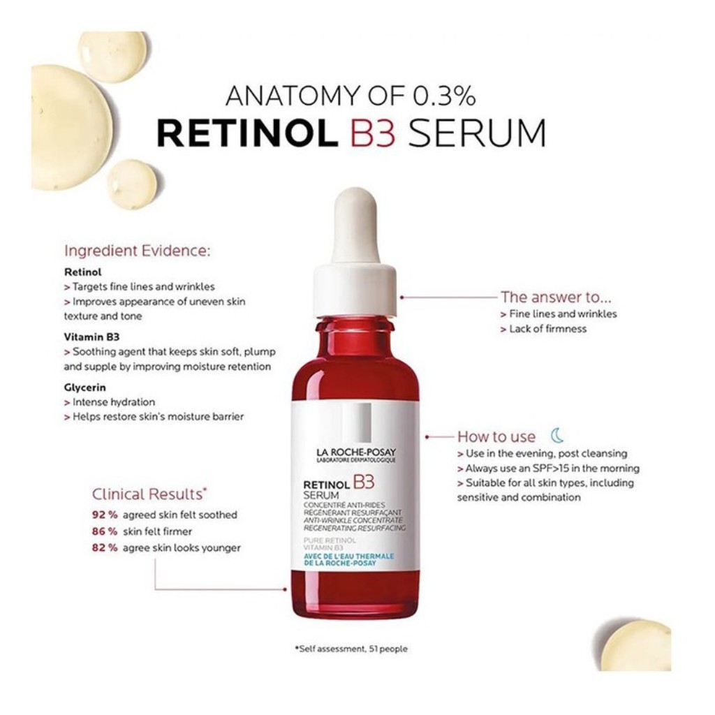 La Roche-Posay Pure Retinol Anti-Aging and Fade Fine Lines Essence Hydrate Brighten Smoothing Skin Whitening Face Serum_voghion.com