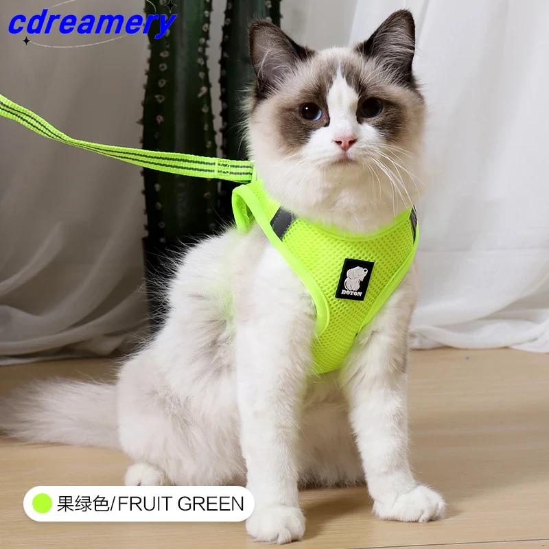Arnés para gatos, correa de malla suave, transpirable, reflectante, ajustable, para pasear perros y gatitos, accesorios para gatos._voghion.com