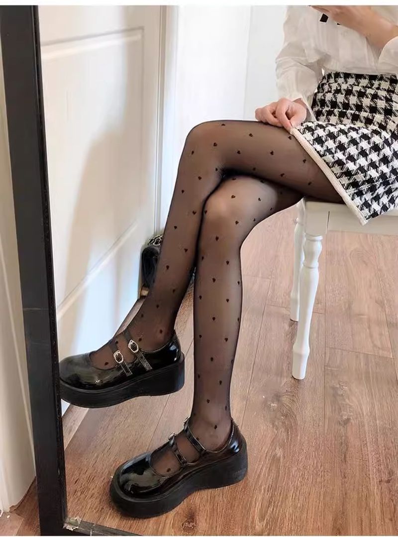 Șosete subțiri unisex ultra-subțiri jk negre cu buline, pentru femei_voghion.com