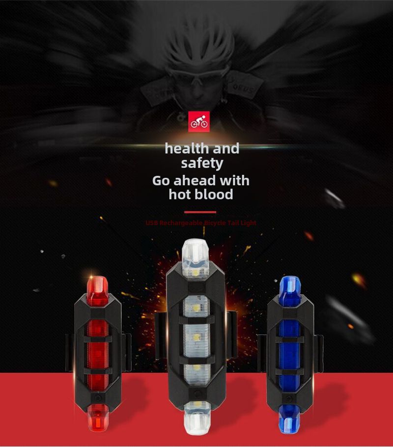 Kerékpár hátsó lámpák USB töltés Elektromos éjszakai hegyi kerékpár kültéri lovas felszerelés Hátsó hátsó lámpa figyelmeztető lámpa_voghion.com