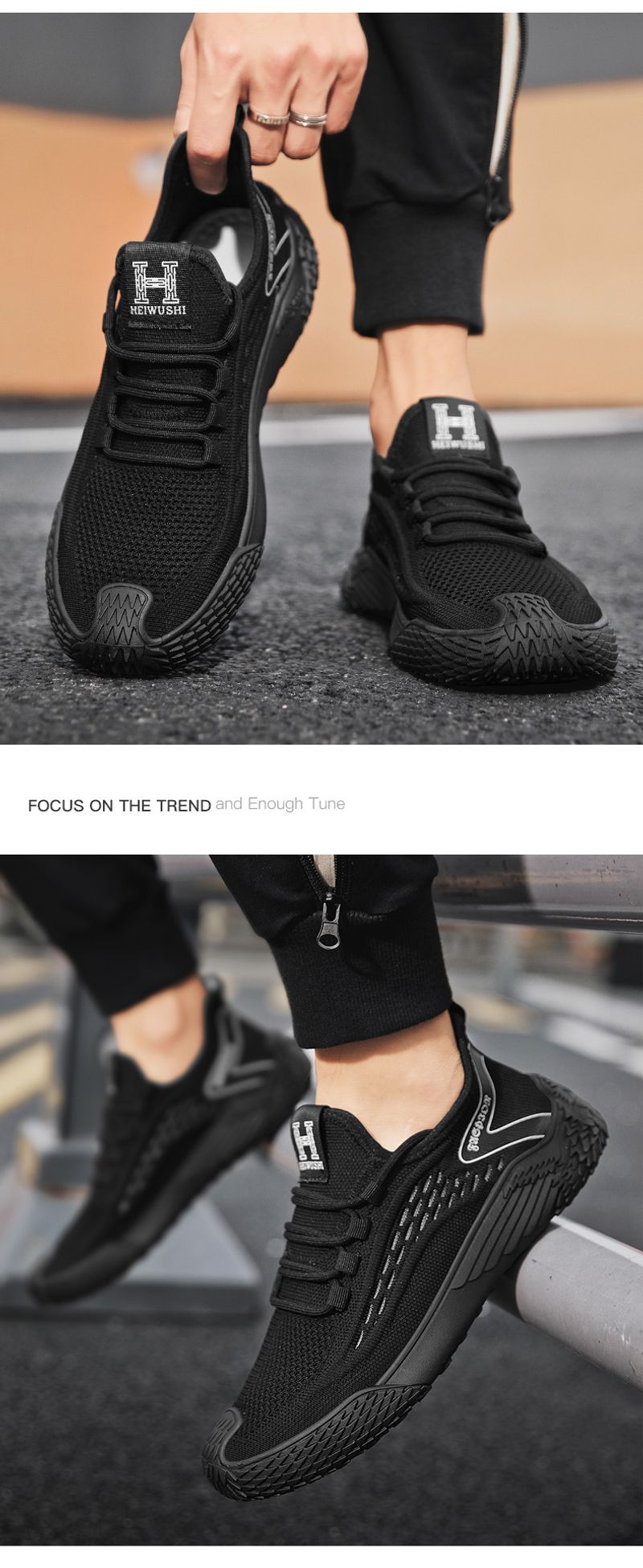 2024 Sommer Neue Fly Weaving Atmungsaktive Herren Laufsport Freizeit Mesh Dünn Gestrickte Schwarze Trendy Schuhe_voghion.com
