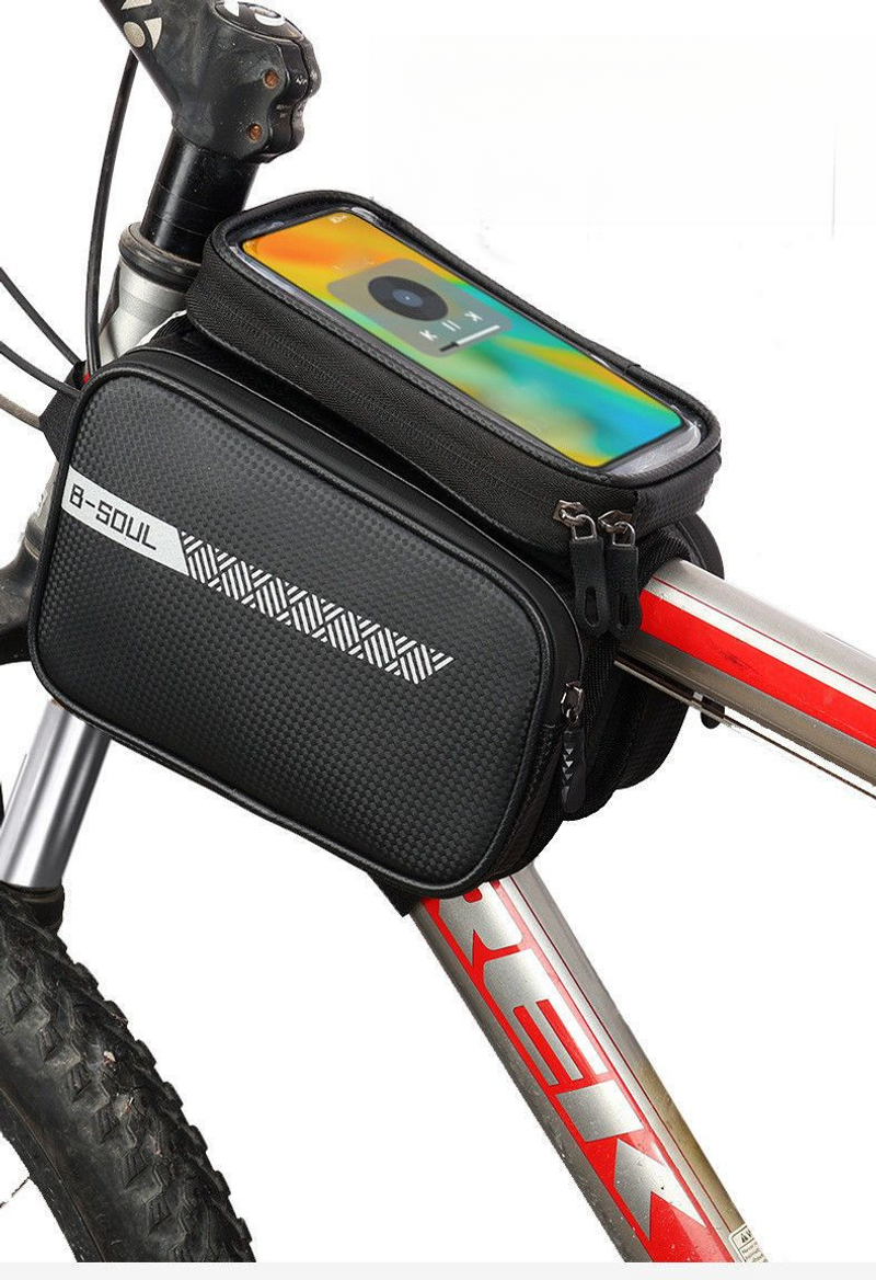 Reitausrüstung für den Vorderträger des Fahrradsattels, Handytasche für Mountainbike-Querträger, wasserdichte Tasche für das obere Rohr_voghion.com