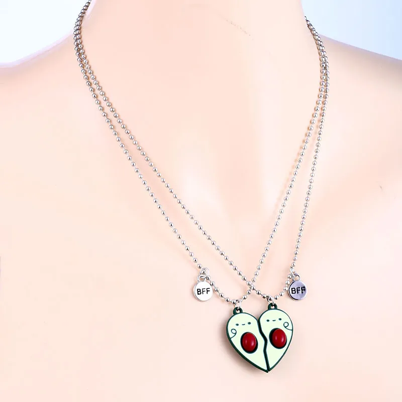Pendant Necklaces 2PCS Cartoon BFF Couple Avocado Butterfly Dolphin Friends Chains Pandent Necklace Fashion Kids_voghion.com