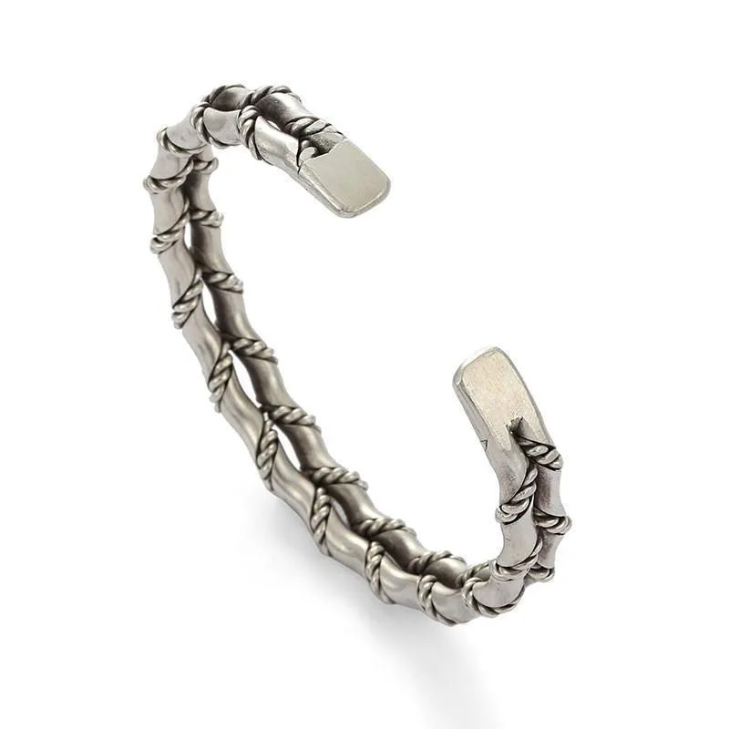Braccialetto alla moda semplice Guba intrecciato doppio braccialetto di bambù personalità aperto uomo e donna gioielli regalo all'ingrosso_voghion.com