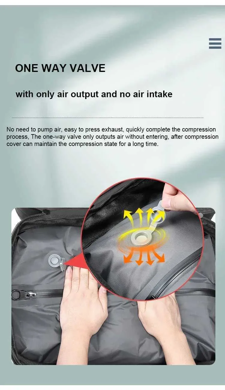 Zaino da viaggio con airbag espandibile per uomo, 16 pollici, impermeabile, per laptop, con compressione sottovuoto_voghion.com