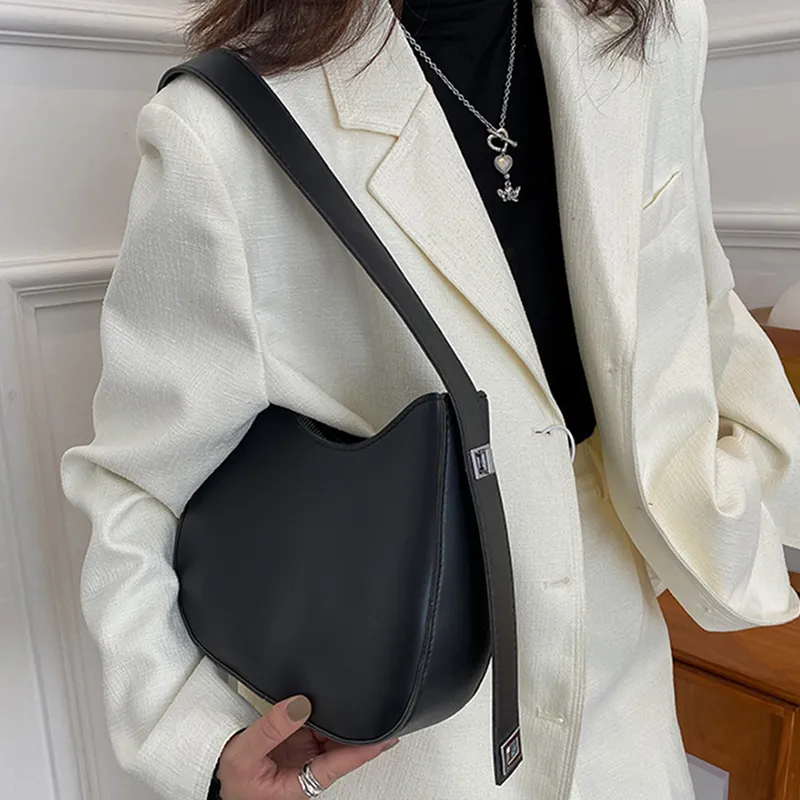 Yogodlns Half-Moon Shoulder Underarm PU Leather Armpit Retro Crossbody Bag Designer Ladies Portable Handbag Totes Purse_voghion.com