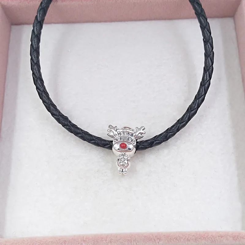 Berlocker smyckestillverkningskit sterling sier fint halsband för kvinnor kedja pärlor Rudolf med röda näsan ren jul herrhänge_voghion.com