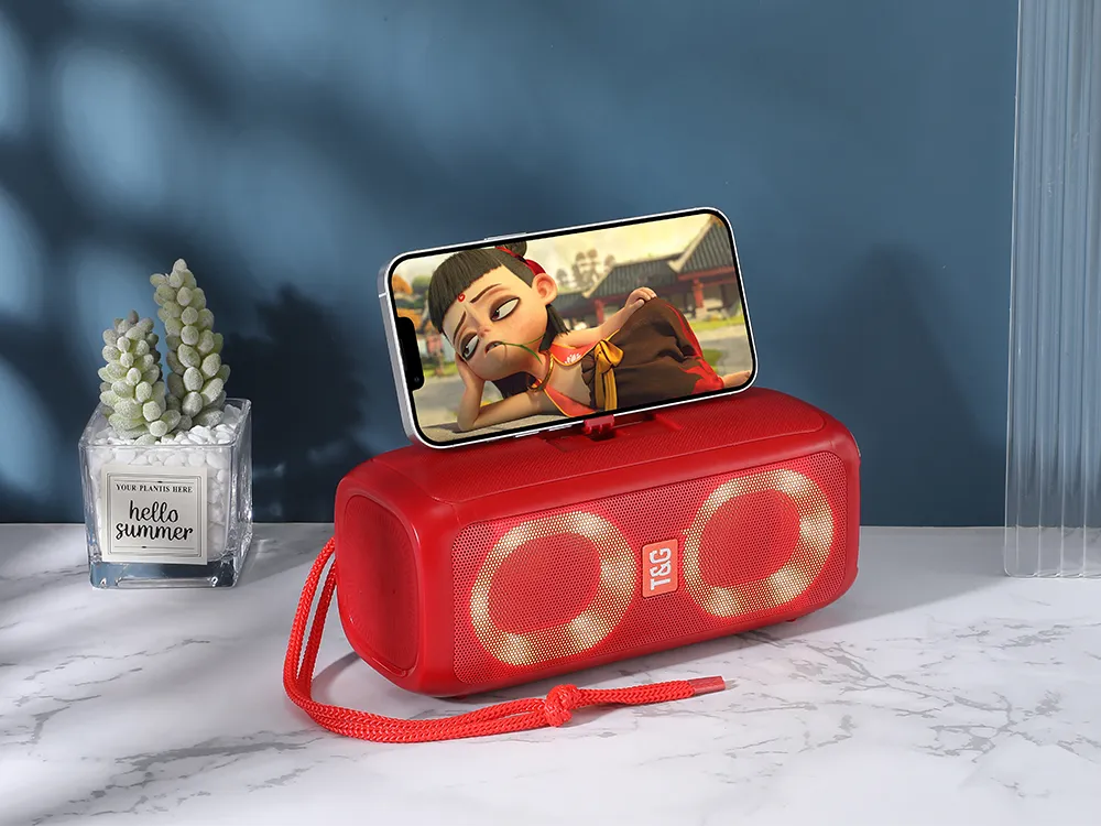 TG333 Portable Wireless Bluetooth Subwoofer Waterproof Outdoor TF USB Stereo With Phone Stand Speaker_voghion.com