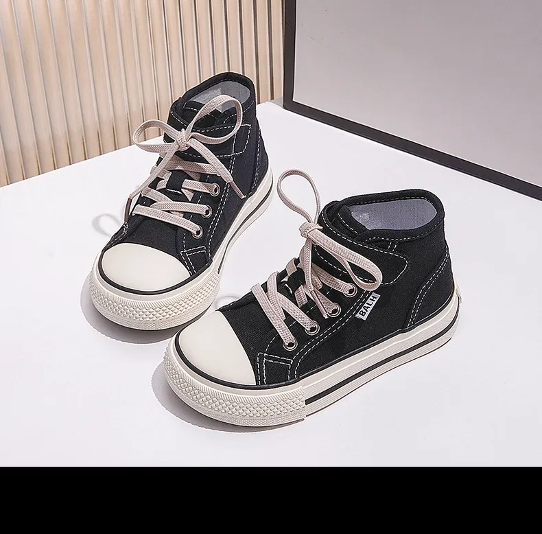 Children's Canvas Yellow Green High Top Boys Girls Toddler Casual Cutefeet Beige Fashion Soft Non-slip Kids Cloth Shoes_desvips.com