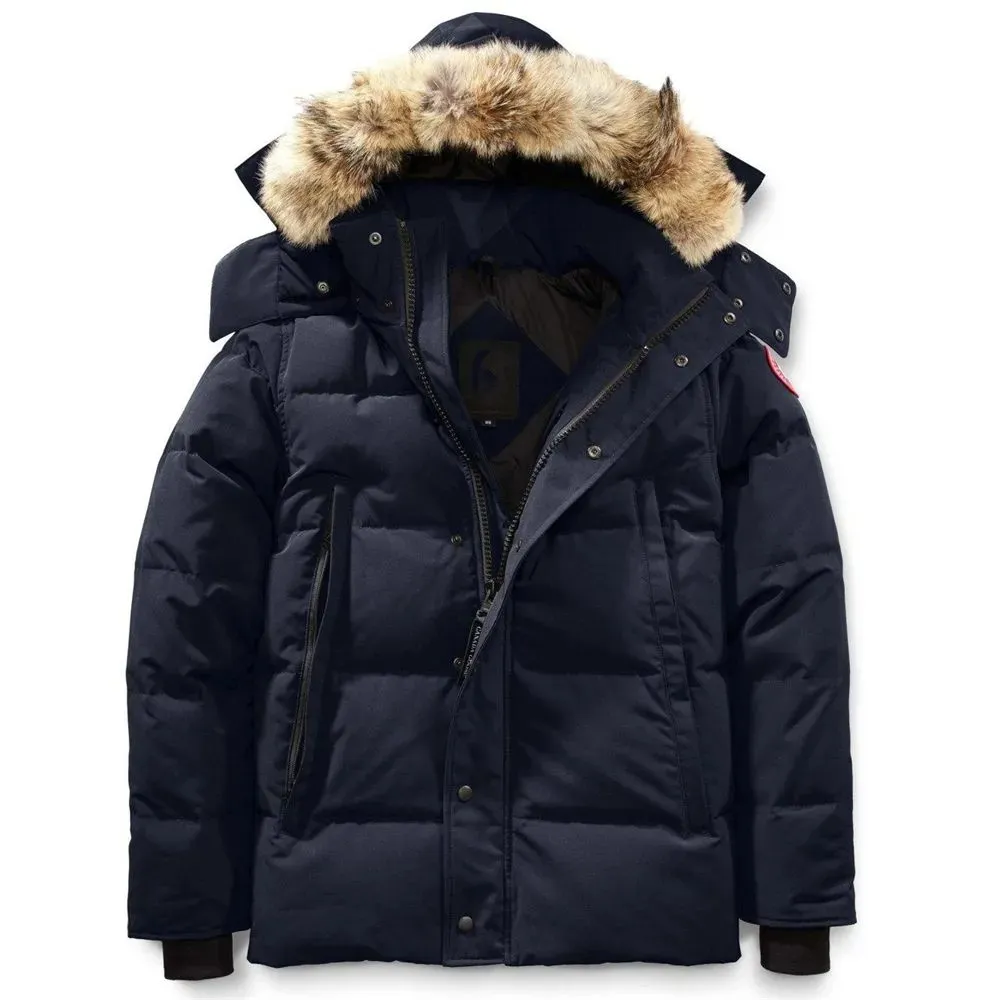 Herren Daunenjacke Mit Echtem Wolfsfellbesatz Winterparka_voghion.com