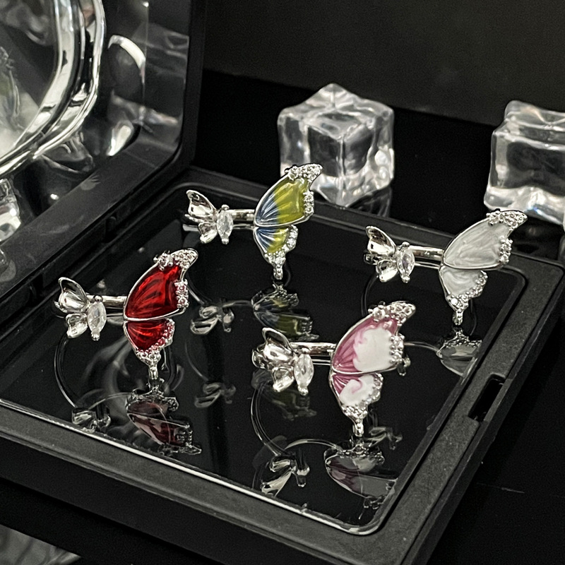 French new sweet and cool butterfly drop glaze opening for women's Instagram Cool style light luxury high-end_voghion.com