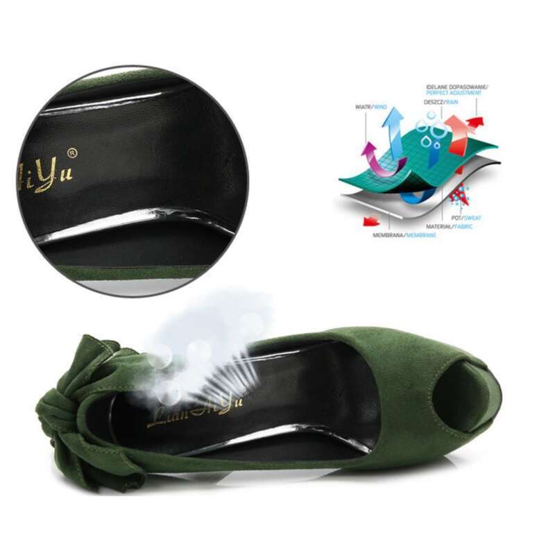 Autumn Super Hentian High Thin Waterproof Platform Fish Mouth Velvet Inner Heightening Women's Single Shoes Heel Bow_voghion.com