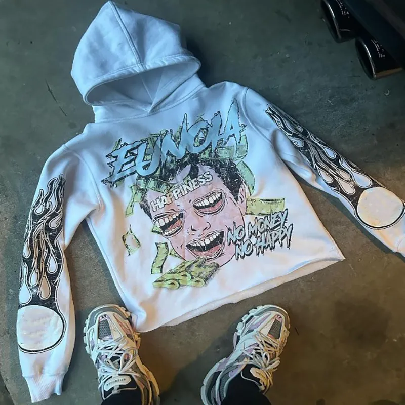 Sudadera con capucha para hombre, estampado gráfico, color blanco puro, para mujer, Y2k, sudadera con capucha oversize, sudadera vintage para hombre, ropa de calle gótica_voghion.com