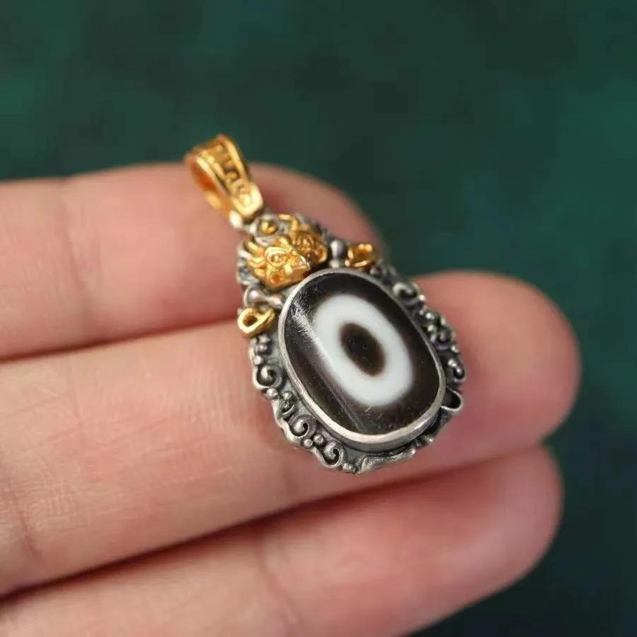 Kolye Kolye RetroSen Sier Renk El Yapımı Kakma Kolye Tibet Tek Göz Büyük Pengbird Vintage Etnik Stil Takı_voghion.com
