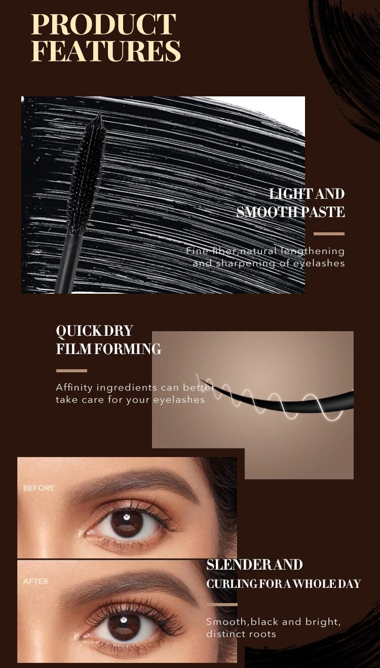 Imagic mascara 4d svart silkefiber vattenfast volym hållbar_voghion.com