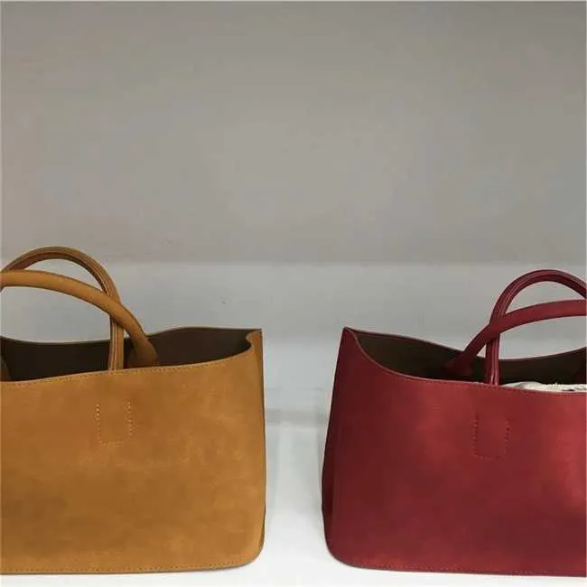 Elegant Women's Suede Tote Bag Large Capacity Commute Shoulder Bag_voghion.com