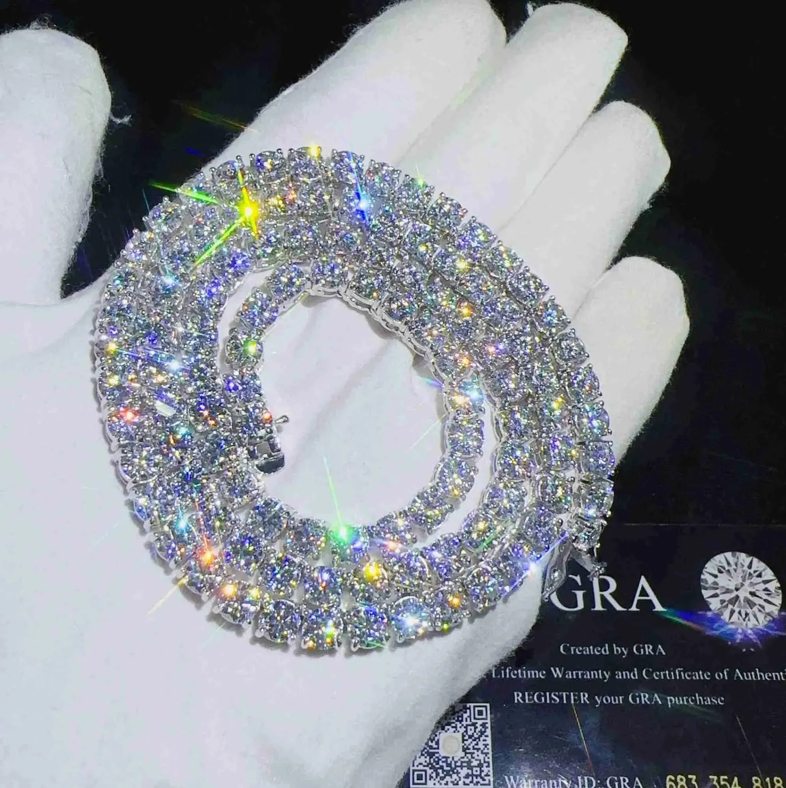 Fabrikk Engros Sterling Sier VVS Moissanite Diamant Tenniskjede Kubansk Linkkjede Dame Fine Smykker 3mm 4mm_voghion.com