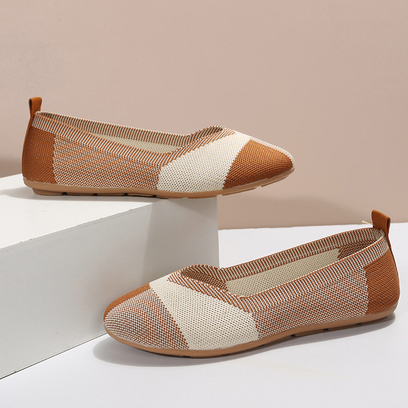 Women's matching color light mouth round head lazy loafers_voghion.com