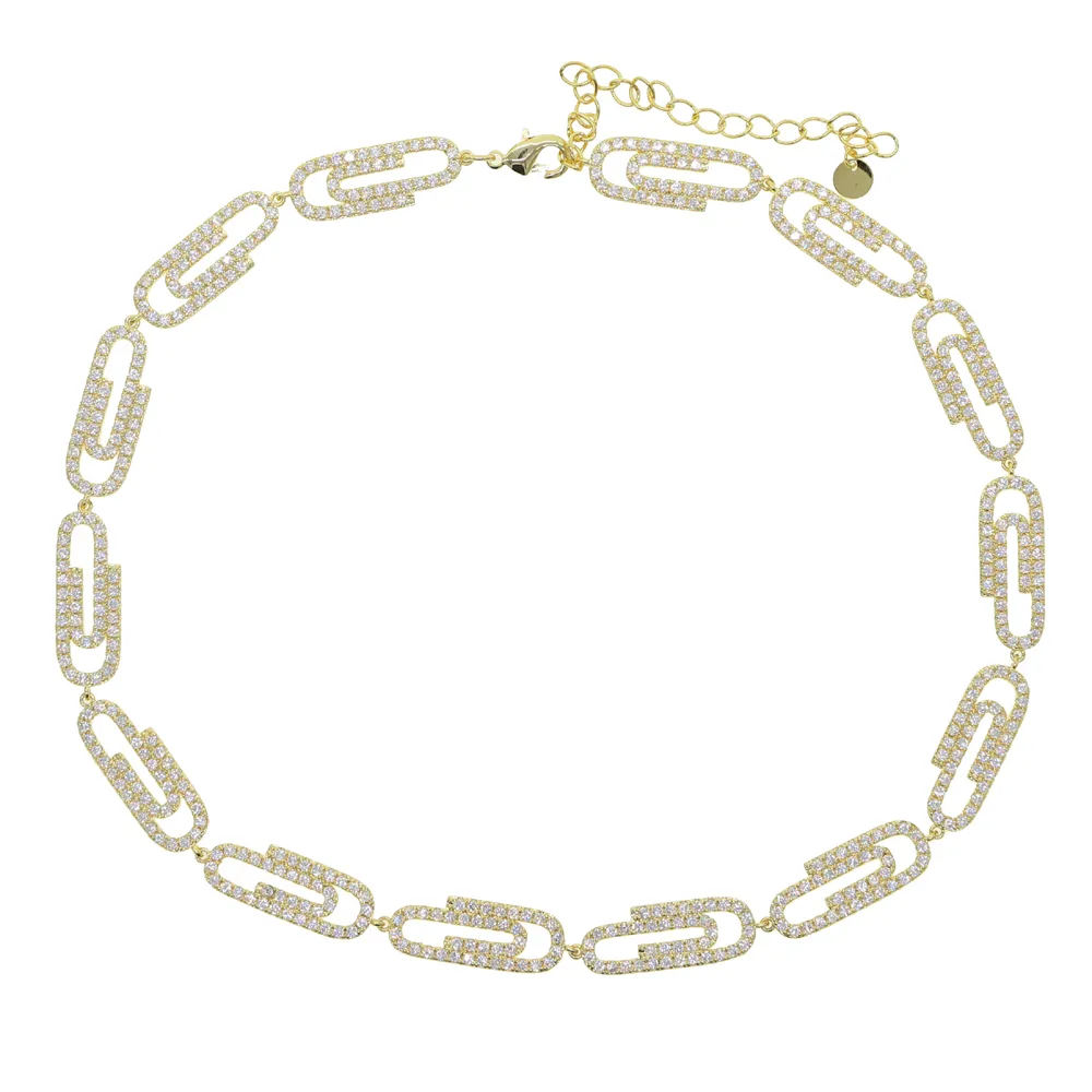 Catene 2022 Gioielli di moda per donna e uomo di alta qualità Micro Pave Sparkling Bling Zirconia cubica Cz Spilla di sicurezza Fermaglio per carta_voghion.com